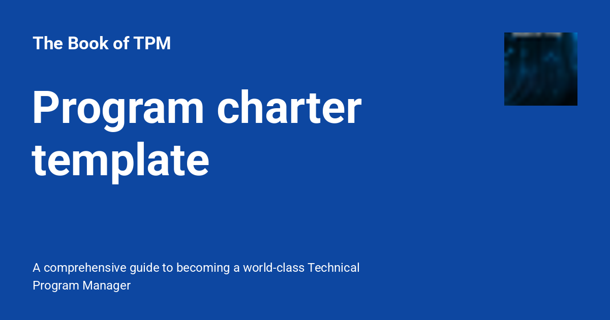 Program charter template - The Book of TPM